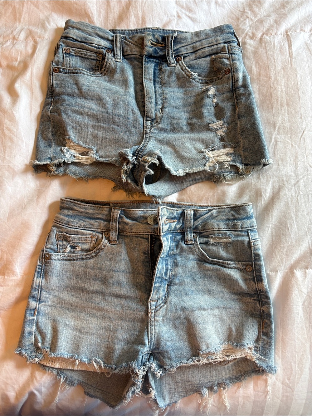 American Eagle Light Wash Distressed Denim Shorts - Casual Summer Short 2 pairs